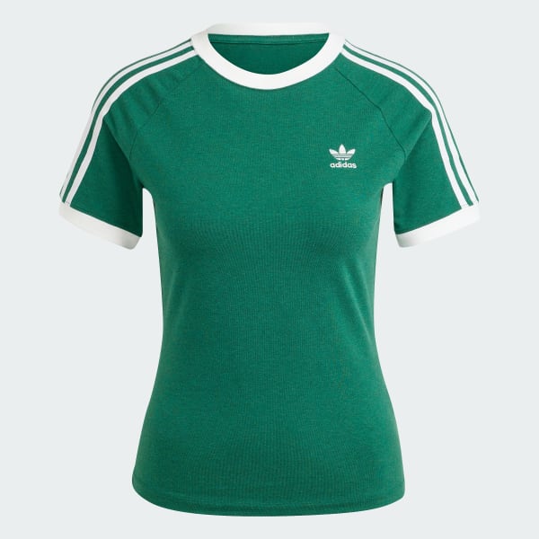 สีเขียว เสื้อยืดทรงสลิม 3-Stripes Raglan