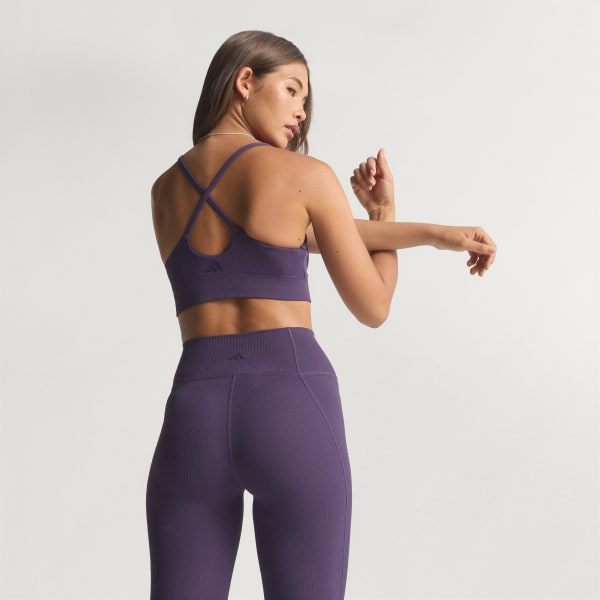 Roxo Top Suporte Leve Ribana adidas All Me Long Line