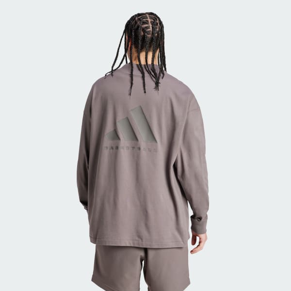 Brown adidas Basketball Long Sleeve Long-Sleeve Top