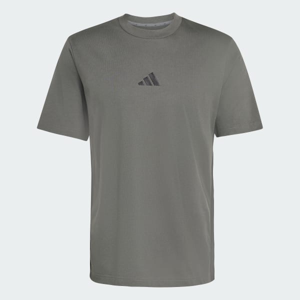 Gri Essentials 3-Stripes Single Jersey Tişört