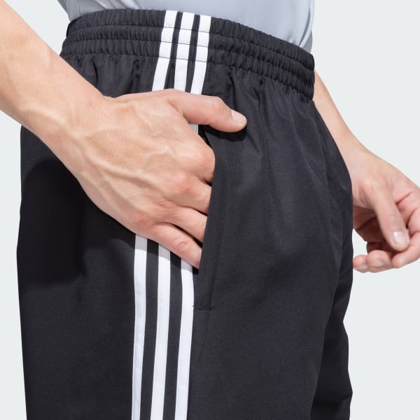 Black Woven adidas 3 Stripes Straight Pants