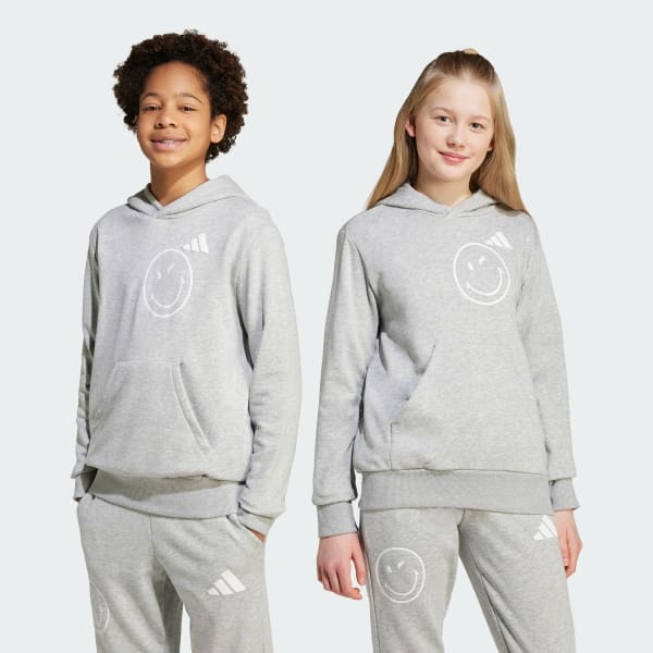Gri adidas X Smileyworld Çocuk Kapüşonlu Üst