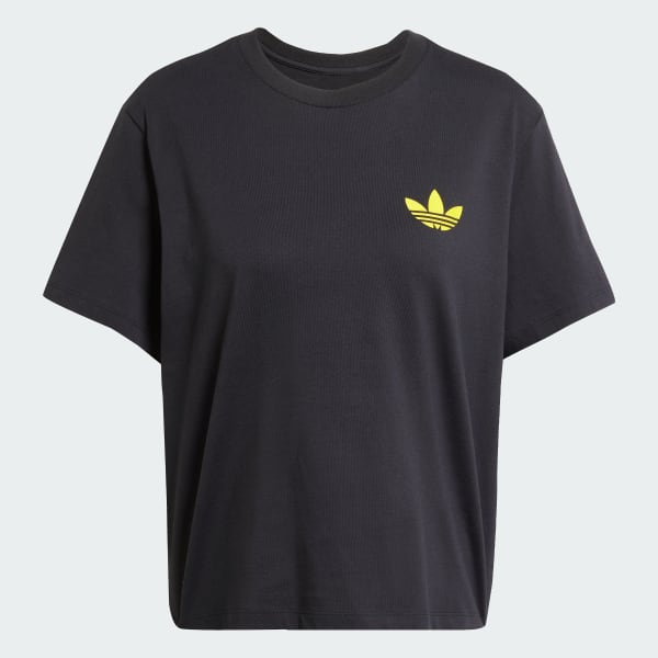 Black Smiley Loose 3-Stripes Tee