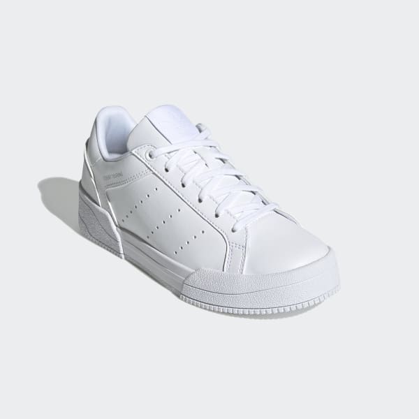 white adidas court trainers