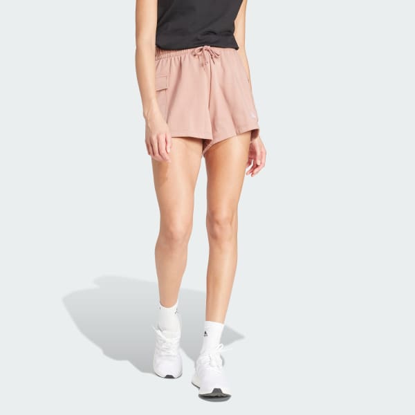 Pink Essentials Small Logo French Terry Cargo Shorts