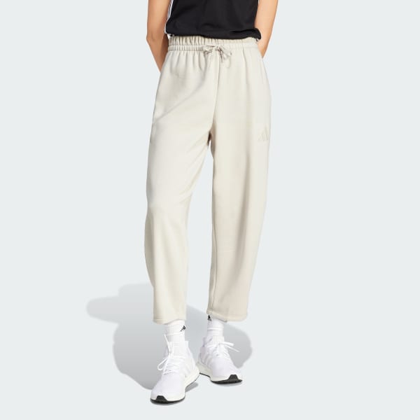Beige Pantaloni Essentials Contemporary Logo Fleece Barrel