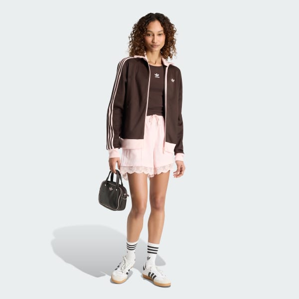 ピンク レーストリム スリーストライプス ショーツ