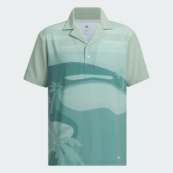 Green PG Allover Print Short Sleeve Polo Shirt