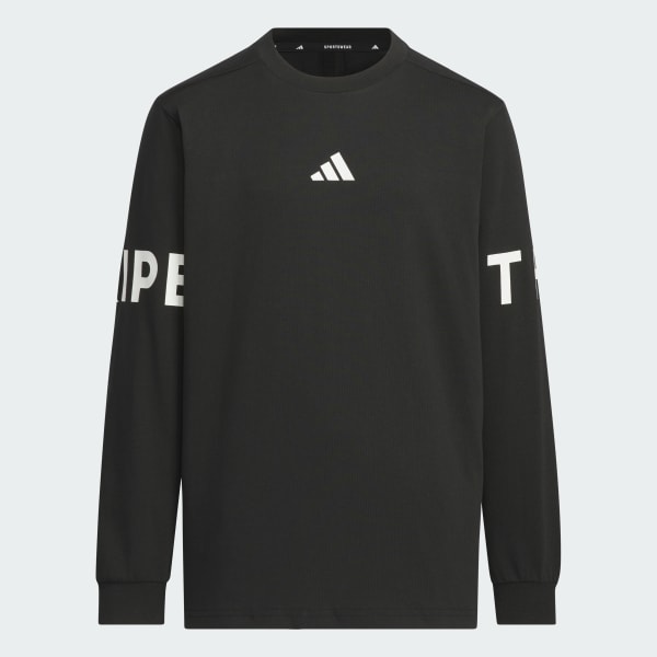 アディダス 長袖 ワード Tシャツ キッズ - ブラック