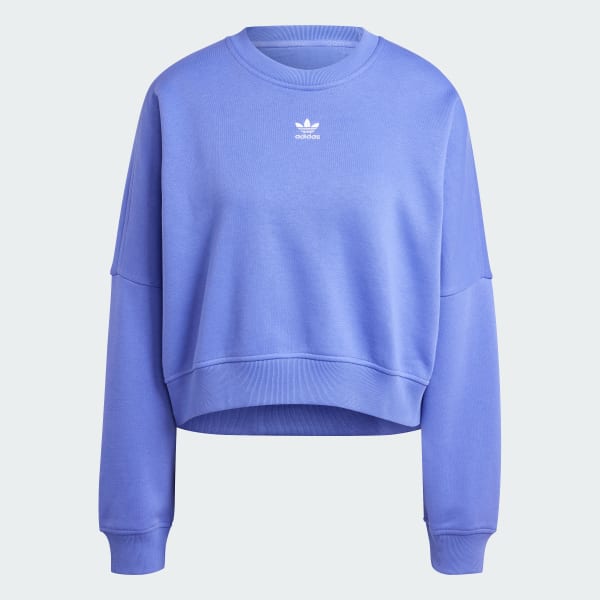 Adidas Women s Originals Essentials Crewneck Sweatshirt in Blue Semi Cobalt Blue Size Large Cotton Polyester Fleece