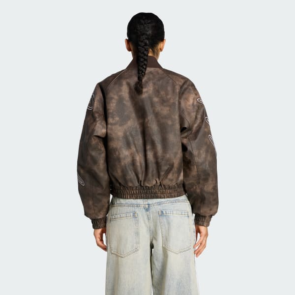 ADIDAS ORIGINALS ATHL DEPT VINTAGE FAUX LEATHER JACKET 
