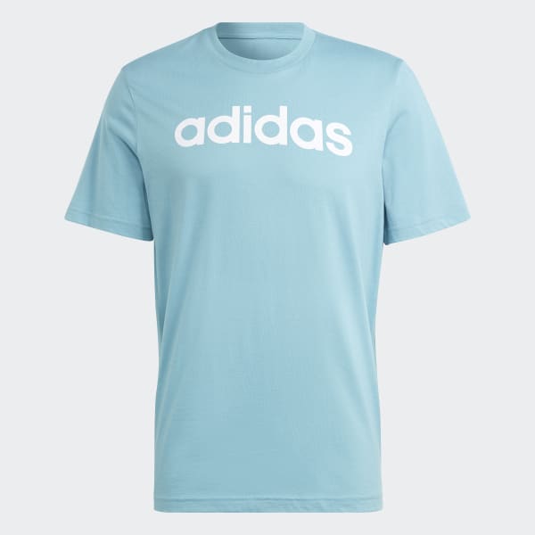 Blue Essentials Single Jersey Linear Embroidered Logo Tee