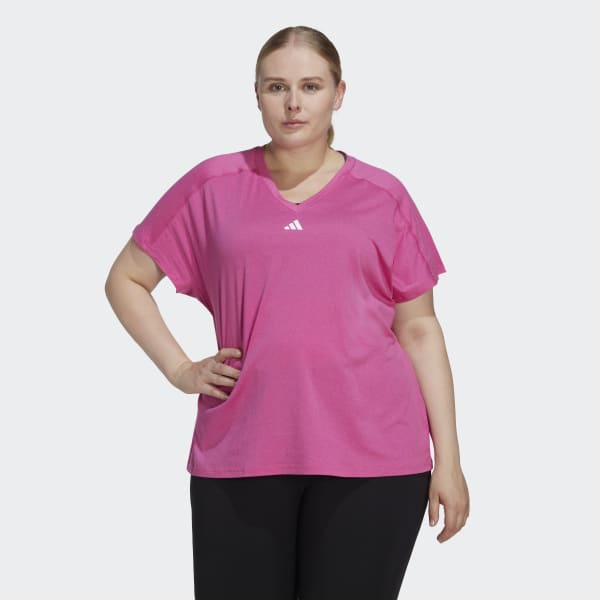 AEROREADY Train Essentials Minimal Branding Tee (Plus Size) Pink Women's Training | adidas US