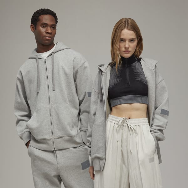 Grey Y-3 Organic Cotton Terry Zip Hoodie
