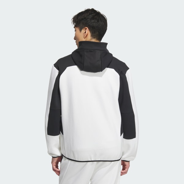 ホワイト アディダスアダプテーション レギュラーフィット フード付きフルジップトラックトップ