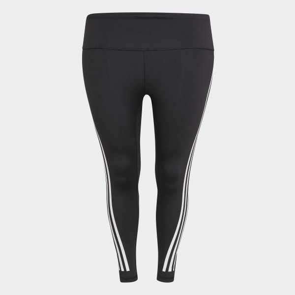 Nero Leggings 7/8 Optime TrainIcons 3-Stripes (Curvy)
