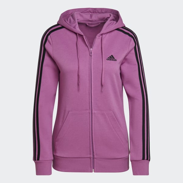 Lila Essentials French Terry 3-Streifen Kapuzenjacke 28851
