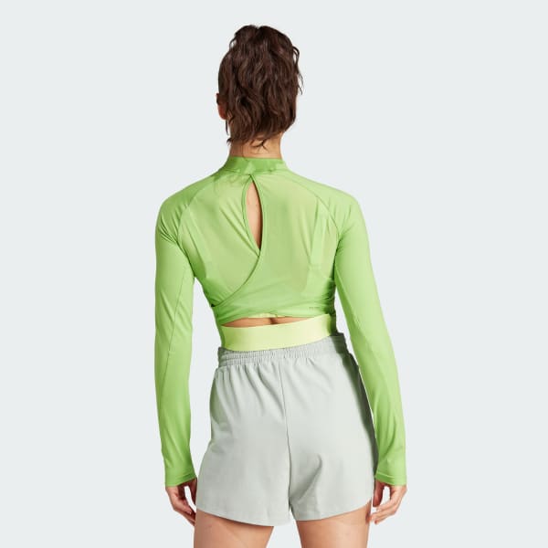 adidas HIIT HEAT.RDY Long Sleeve Crop Tee - Green | Women's Training |  adidas US