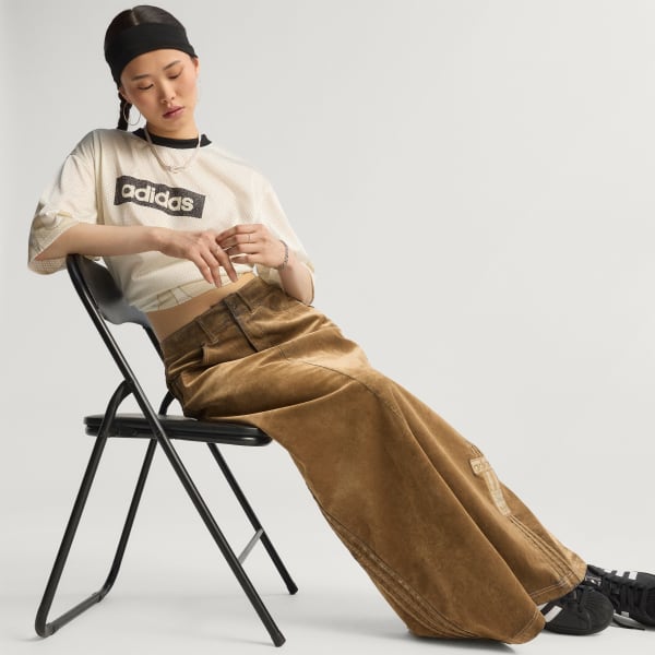 Brun Adibreak Brushed Twill Maxi Skjørt