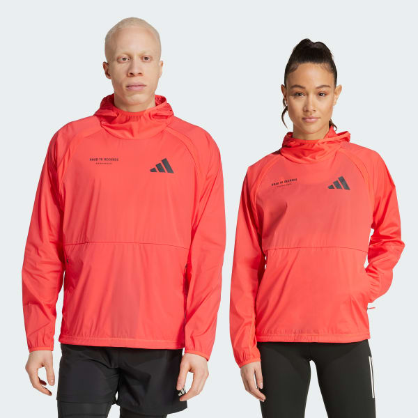 Rojo Sudadera con Gorro Adizero Road to Records (Unisex)