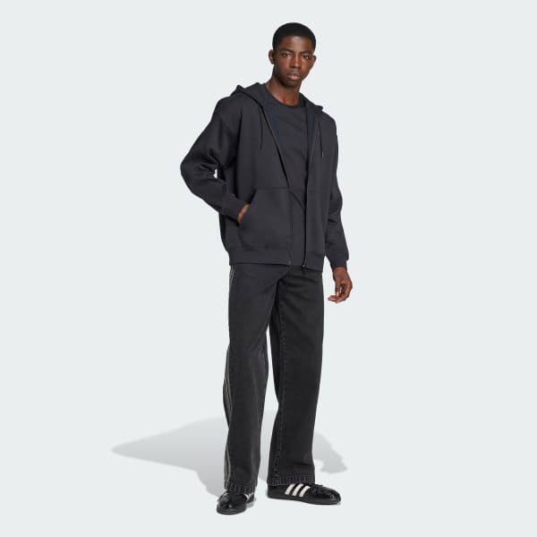 Preto Moletom com Capuz Adidas Adicolor Oversized com Zíper Total