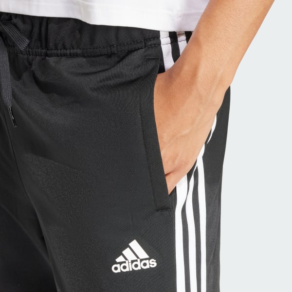 adidas Men's Primegreen Essentials Warm-Up Open Hem 3-Stripes Track  Black/White Pants - Hibbett