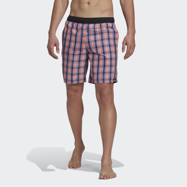 adidas Classic-Length Check Swim Shorts - Blue | adidas UK