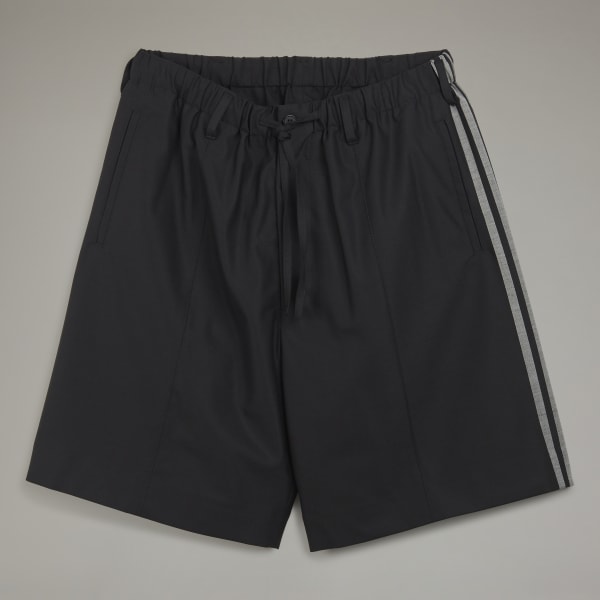 Czerń Y-3 3-Stripes Refined Wool Tailored Shorts