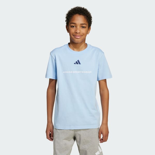 Blauw adidas Slogan Single Jersey T-shirt