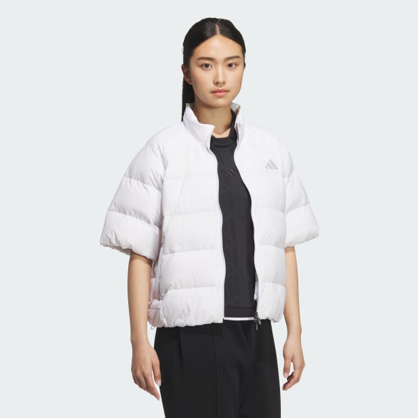 White 쇼트 슬리브 다운 폰초