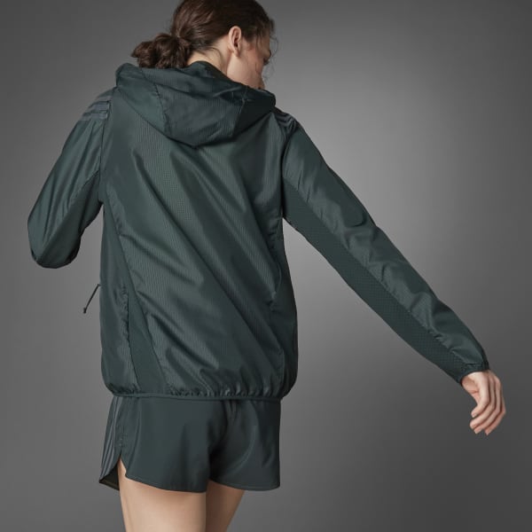 Verde Corta Viento de Running con Capucha Run Icons 3 Tiras