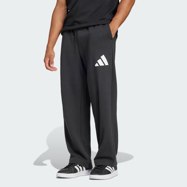 Schwarz Essentials Wide Leg 3 Bar Logo Hose