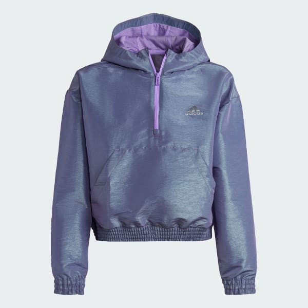 Roxo Camisola Larga com Capuz e Meio Fecho Dance