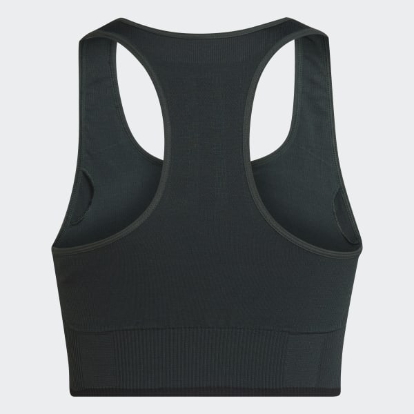 Green Running Medium-Support Seamless Merino Wool Bra