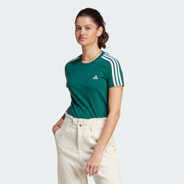 Adidas 3 stripes tee green store
