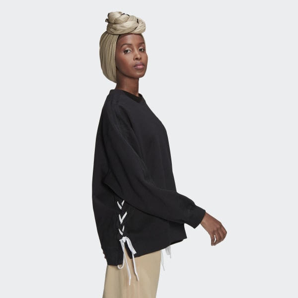 adidas Always US Original Women\'s Black Lifestyle Laced Crew adidas Sweatshirt | | 