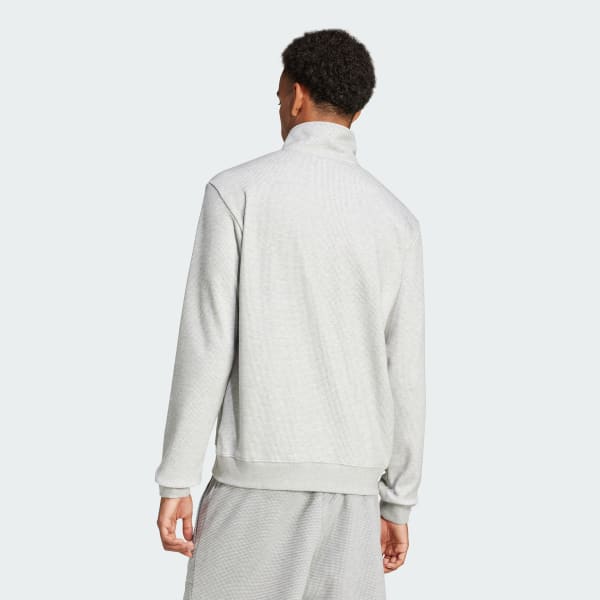 Grau Trefoil Essentials Waffle 1/2 Zip Sweatshirt