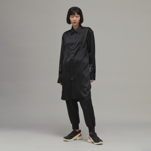 Svart Y-3 Classic Tech Silk Shirt Dress QF679