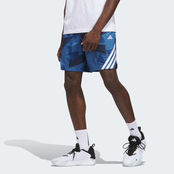 Azul SHORTS ADIDAS BASKETBALL 3 TIRAS AOP