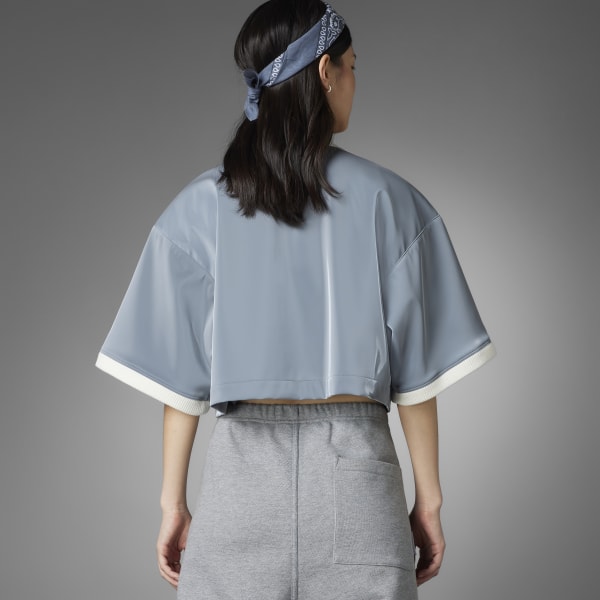 Grey Blue Version High-Shine Crop Polo Shirt