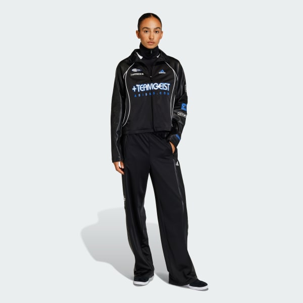 adidas TEAMGEIST FAUX LEATHER TRACK TOP - Black | Free Shipping