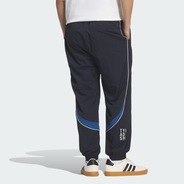 ブルー BRAND LOVE  ルーズフィット ライトウーブン フルレングス エラスティックカフ パンツ