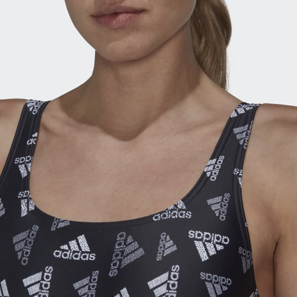 Sort adidas Allover Print Sportswear badedragt