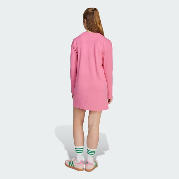 Rosa Wide Rib Long Sleeve Kleid für Kinder