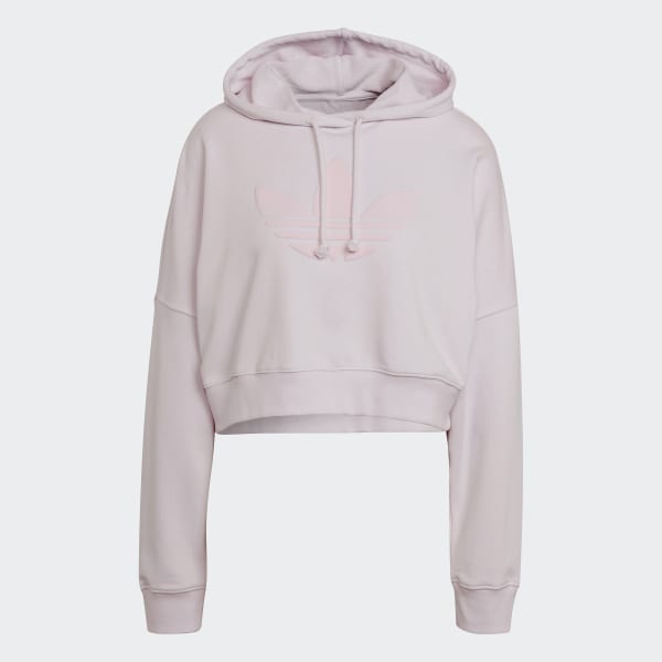 Adidas cropped hoodie top pink