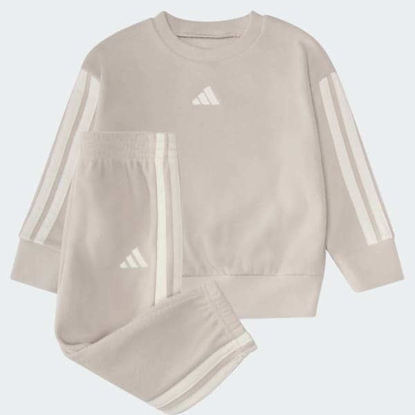 Beige Winterized 2-Piece Long Sleeve Fleece Pullover & Jogger Set