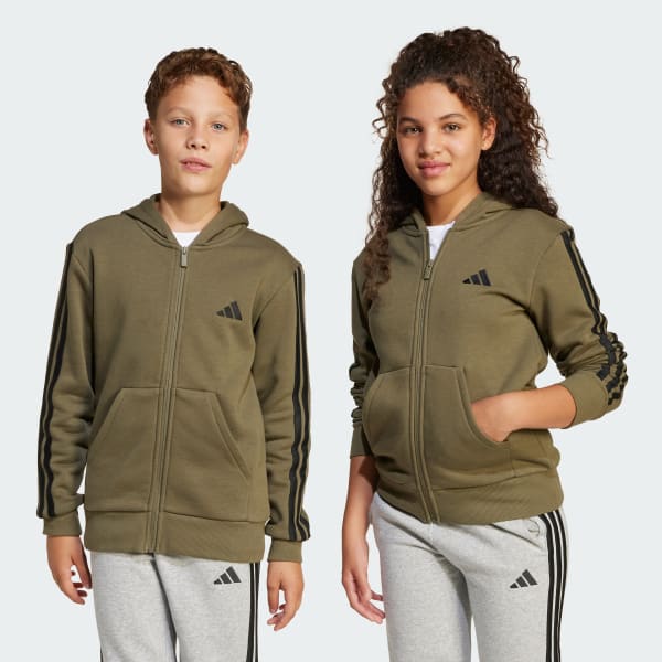 Verde Polerón con Capucha Essentials Cierre Frontal Kids