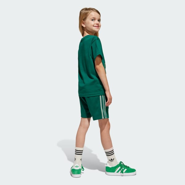 Green Adicolor Shorts Tee Set Kids