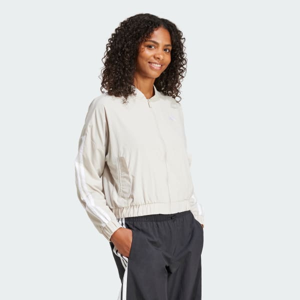 adidas Essentials 3-Stripes Lifestyle Woven Bomber Jacket - Beige