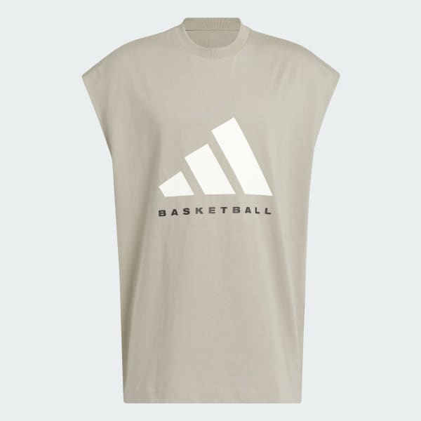 Beige adidas Basketball Sleeveless Tee (Gender Neutral)